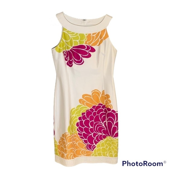 Jones New York Colorful Summer Floral Sheath Dress Size 8. - Picture 1 of 8